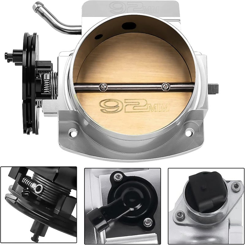 Endxedo 92mm Throttle Body for LS1 LS2 LS6 LS3 LS LS7 SX LS 4 Bolt Throttle Body with Throttle Position Sensors TPS IAC Aluminum Silver - Image 5